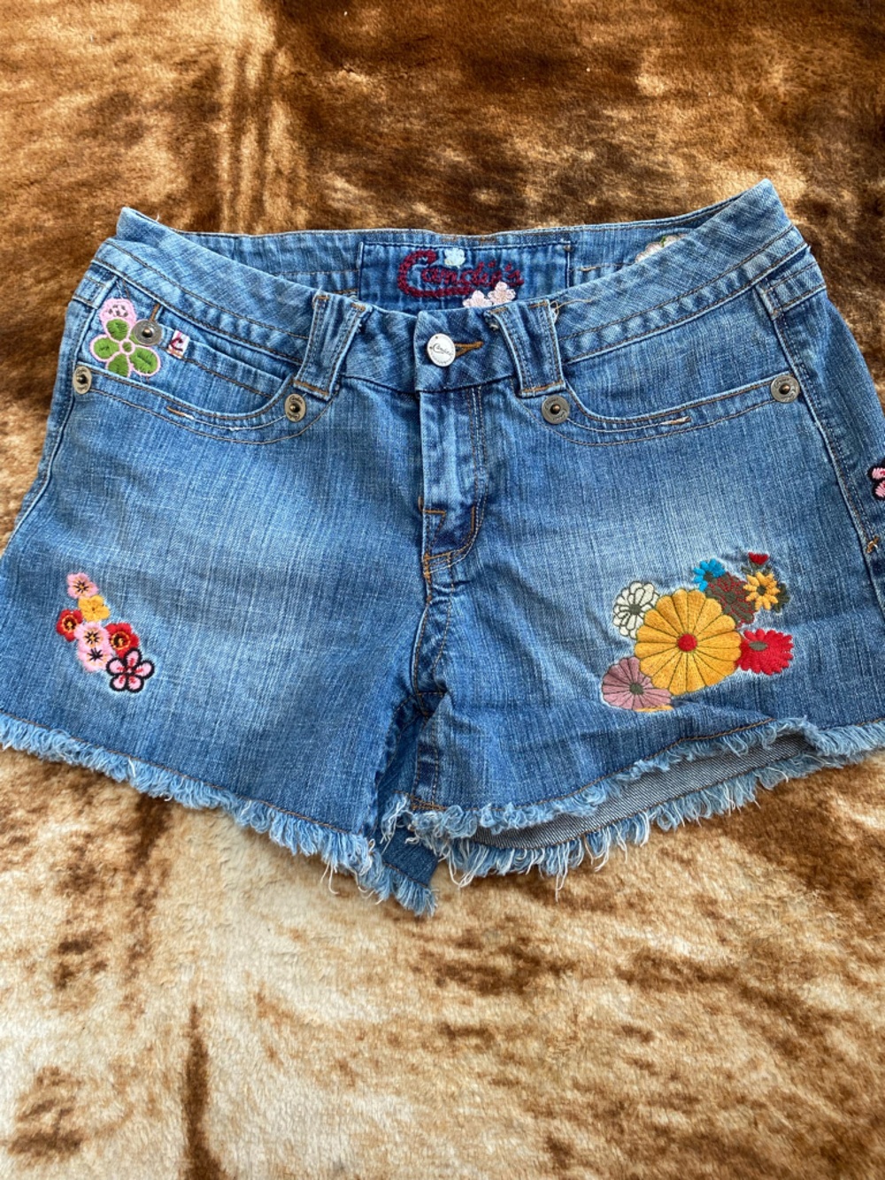Floral Embroidered Jean shorts by Candies